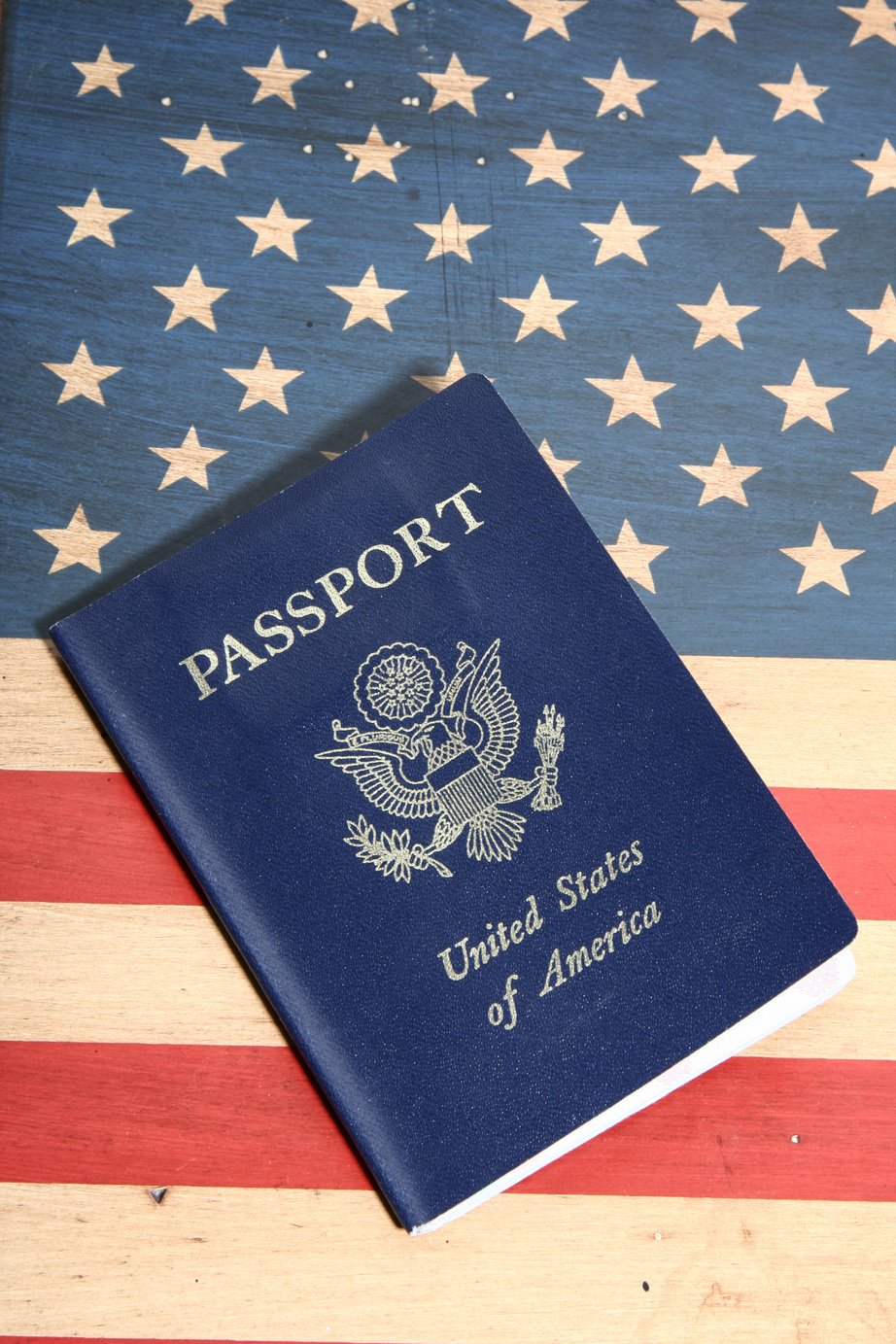 Passport on USA Flag